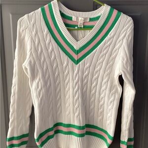 Lilly Pulitzer V-Neck Sweater in White and Green